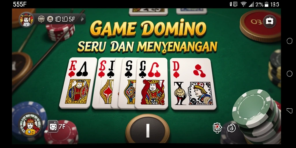 Gameplay menarik Domino di aplikasi 555F dengan fitur interaktif.