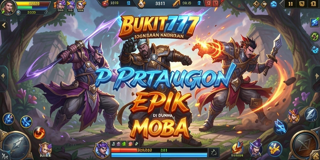 Screenshot BUKIT777 menampilkan pertarungan seru dalam game MOBA.