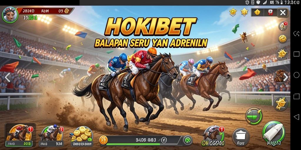 Screenshot gameplay HOKIBET menampilkan balapan mendebarkan dan kendaraan cepat.