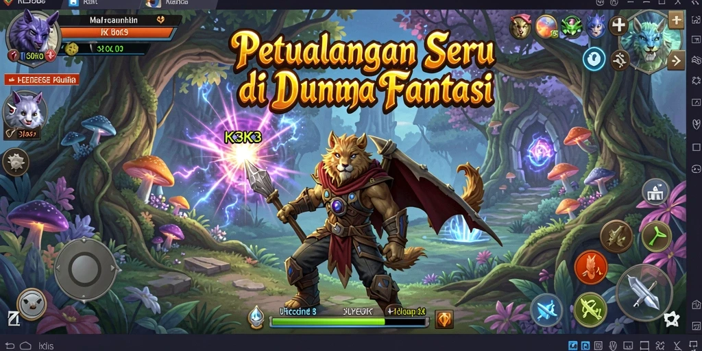Gameplay K3K3 yang mendebarkan dalam dunia fantasi.