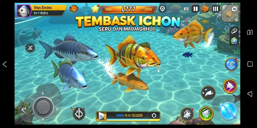 Screenshot gameplay L777 menampilkan aksi menembak ikan yang seru.