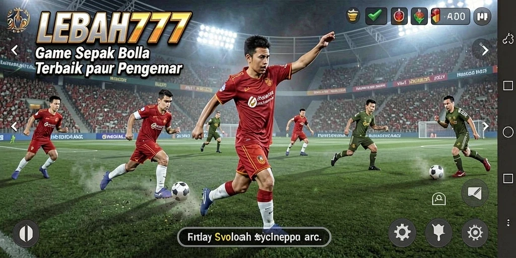 Screenshot gameplay LEBAH777 menampilkan aksi sepak bola seru.