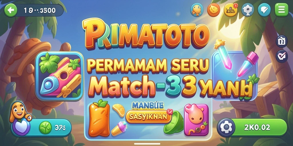 Tampilan gameplay seru dalam PRIMATOTO dengan Match-3 yang adiktif.