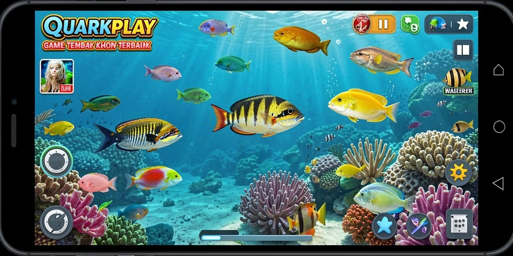 Screenshot utama menunjukkan gameplay Tembak Ikan yang mendebarkan.
