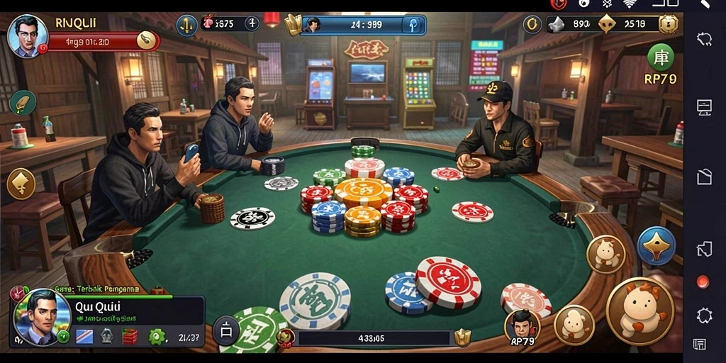 Screenshot gameplay RP79 menunjukkan aksi QiuQiu yang intens.