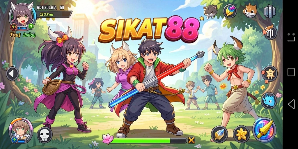 Tampilan menarik dari gameplay SIKAT88 dengan karakter anime.