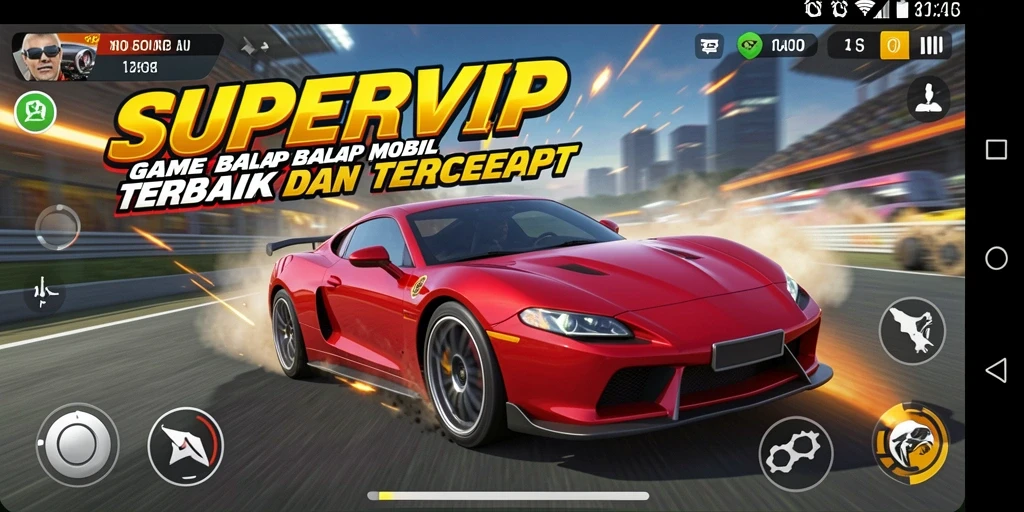 Gambaran menarik dari gameplay balap di SUPERVIP.