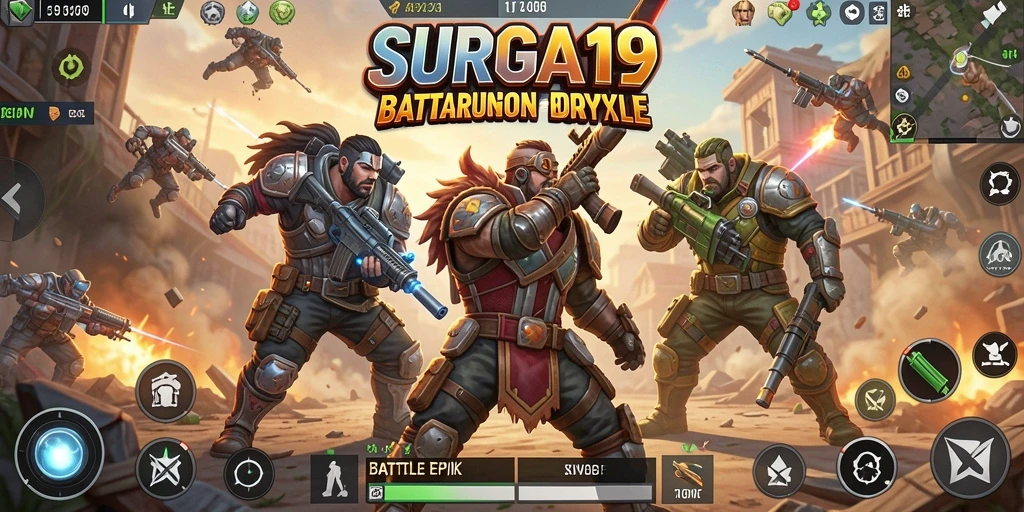Gameplay seru dan mendebarkan dalam SURGA19 Battle Royale.