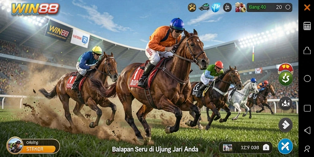 Tampilan gameplay WIN88 yang menegangkan dan penuh aksi balapan.