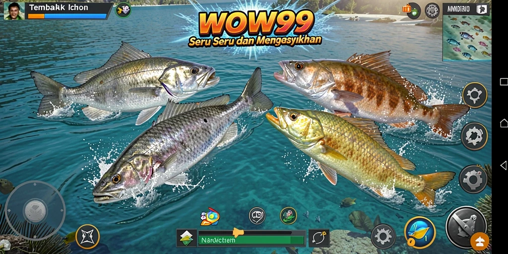 Gameplay seru dalam WOW99 dengan ikan-ikan yang menarik.