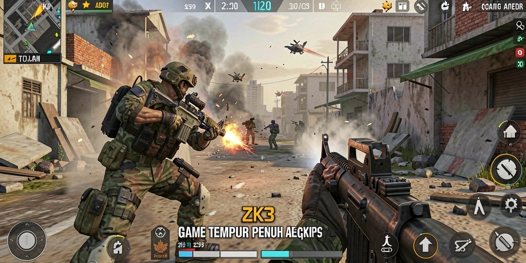 Screenshot utama menunjukkan gameplay seru dalam ZK3.